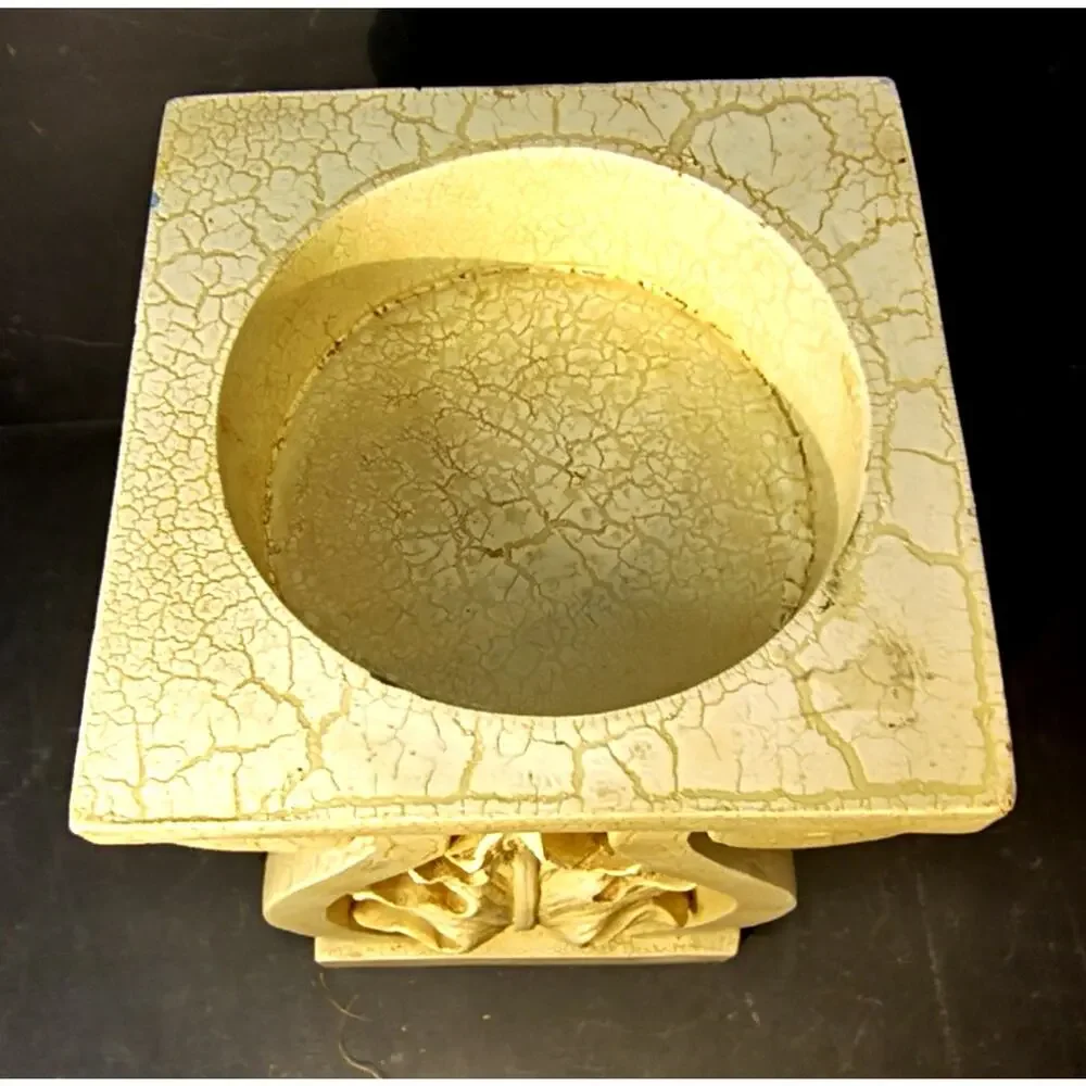 2004.  Classical Roman Style Pillar Candle Holder Antique Crackle Finish